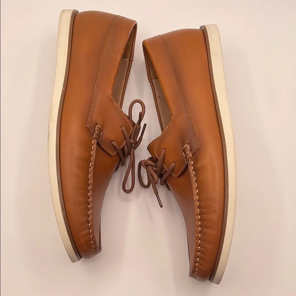 Section X Brown Leather Boat Shoes Classic Moccasin Tie Style Size 13